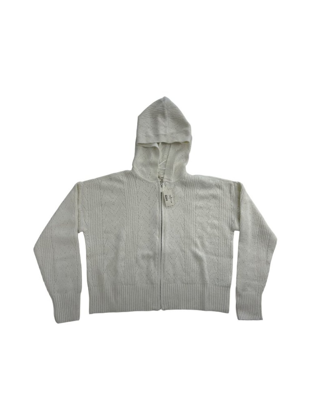 Aeropostale Knit Hooded Zip-Up White Sweater Jacket Women's Sz Small MSRP$60 NWT
